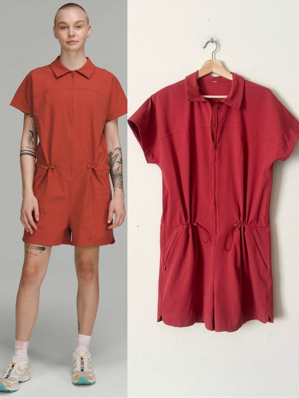 Lululemon SIZE 6 Stretch Rib Pocketed Romper in Red Rock
